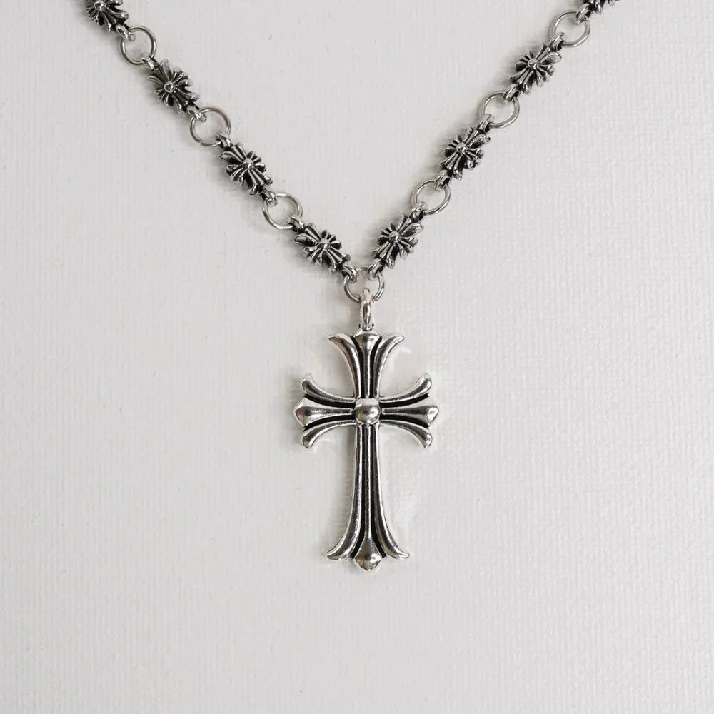 Silver Gothic Cross Chain Necklace